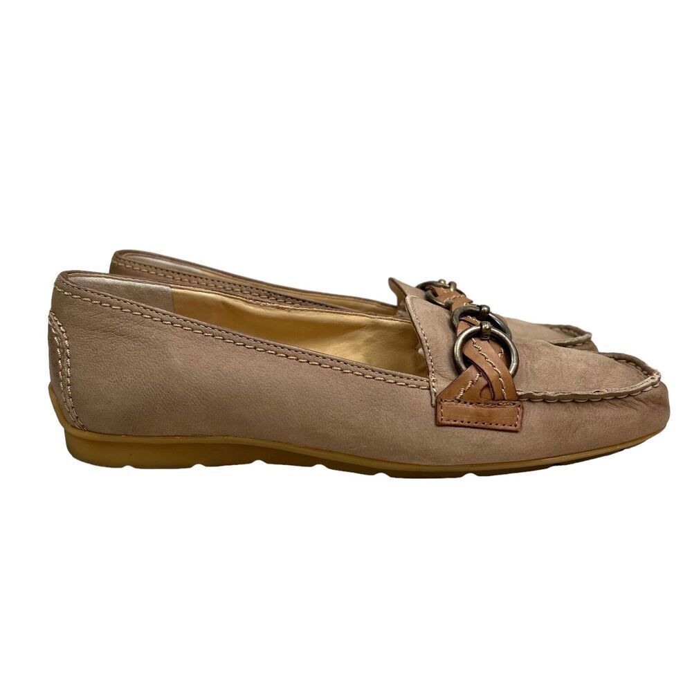 Paul Green Loafers Tan Nubuck Leather Braided Horse‎ Bit Women Size UK 3.5 US6
